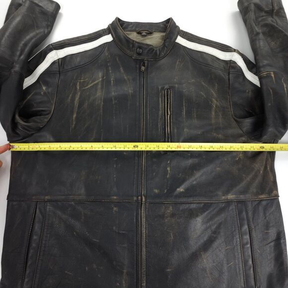 Rogue Distressed Black Leather Café Racer Jacket XL – Genuine Grain - Picture 4 of 13